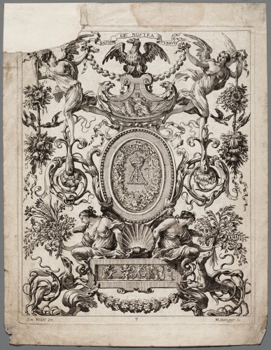 Ornamentprent. Livre De Diverses Grotesques, Peintes Dans Le Cabinet De La Reine Régente, Au Palais Royal.